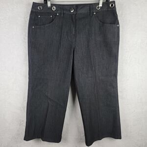 Larry Levine 12 Capri Denim Stretch Black Dark Wash Silver Decor Jeans Casual